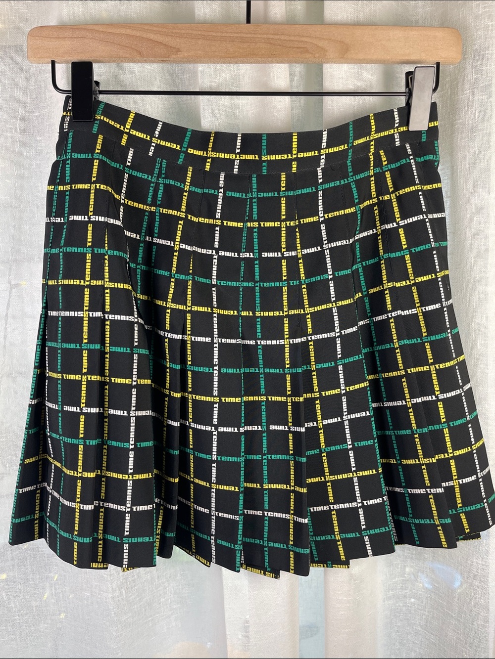 Tail Black Skater Tennis Skirt with Green, Yellow & White Grid